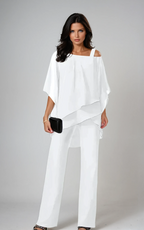 Conjunto de dos piezas por capas con pantalones de pierna ancha y cintura elástica