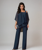 Conjunto de dos piezas por capas con pantalones de pierna ancha y cintura elástica