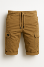 Cotton-Blend Cargo Bermuda Shorts with Drawstring Waist
