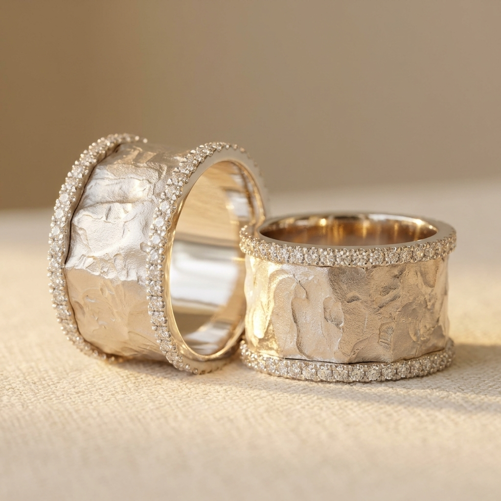Wide Statement Ring with Vintage Style in Silver Colour
