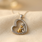 Heart Pendant Necklace with Dog and Zirconia in Silver Colour
