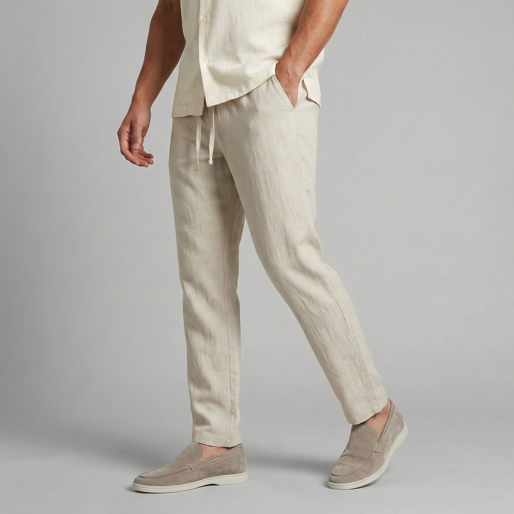 Pantalones de pierna ancha en mezcla de lino para un verano relajado