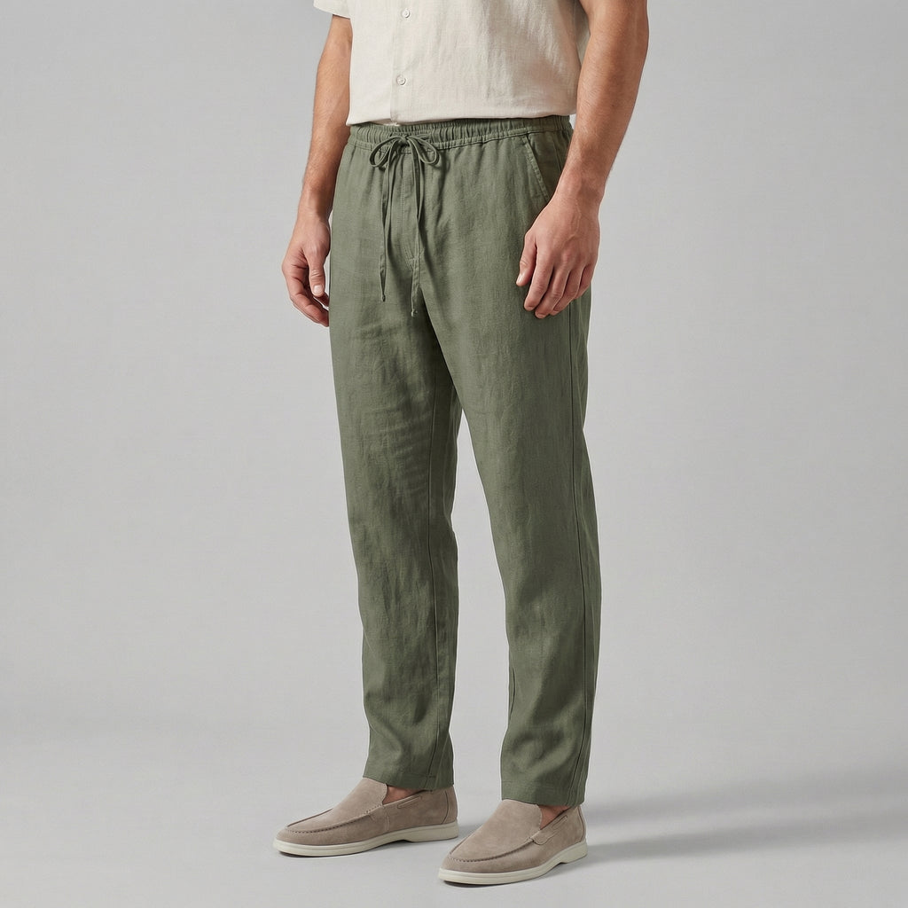 Pantalones de pierna ancha en mezcla de lino para un verano relajado