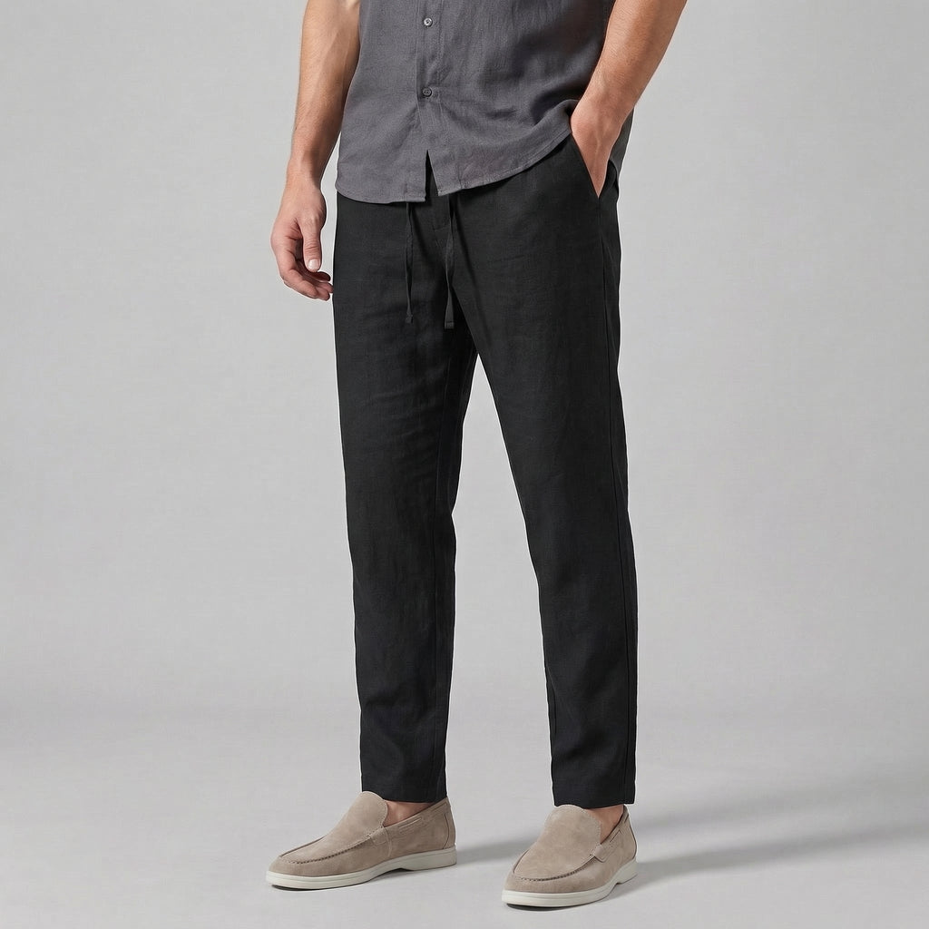 Pantalones de pierna ancha en mezcla de lino para un verano relajado
