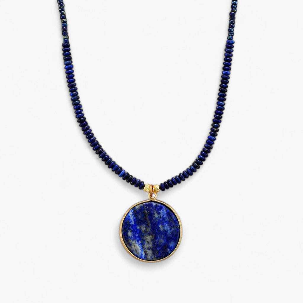 Handgjort hänghalsband i lapis lazuli med naturlig sten