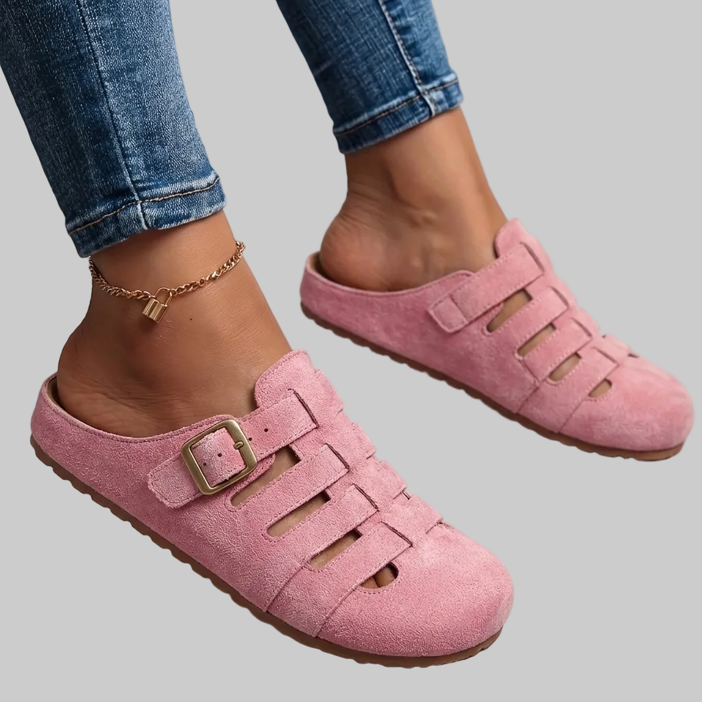 Sandalias tipo zueco sin cordones con hebilla lateral ajustable