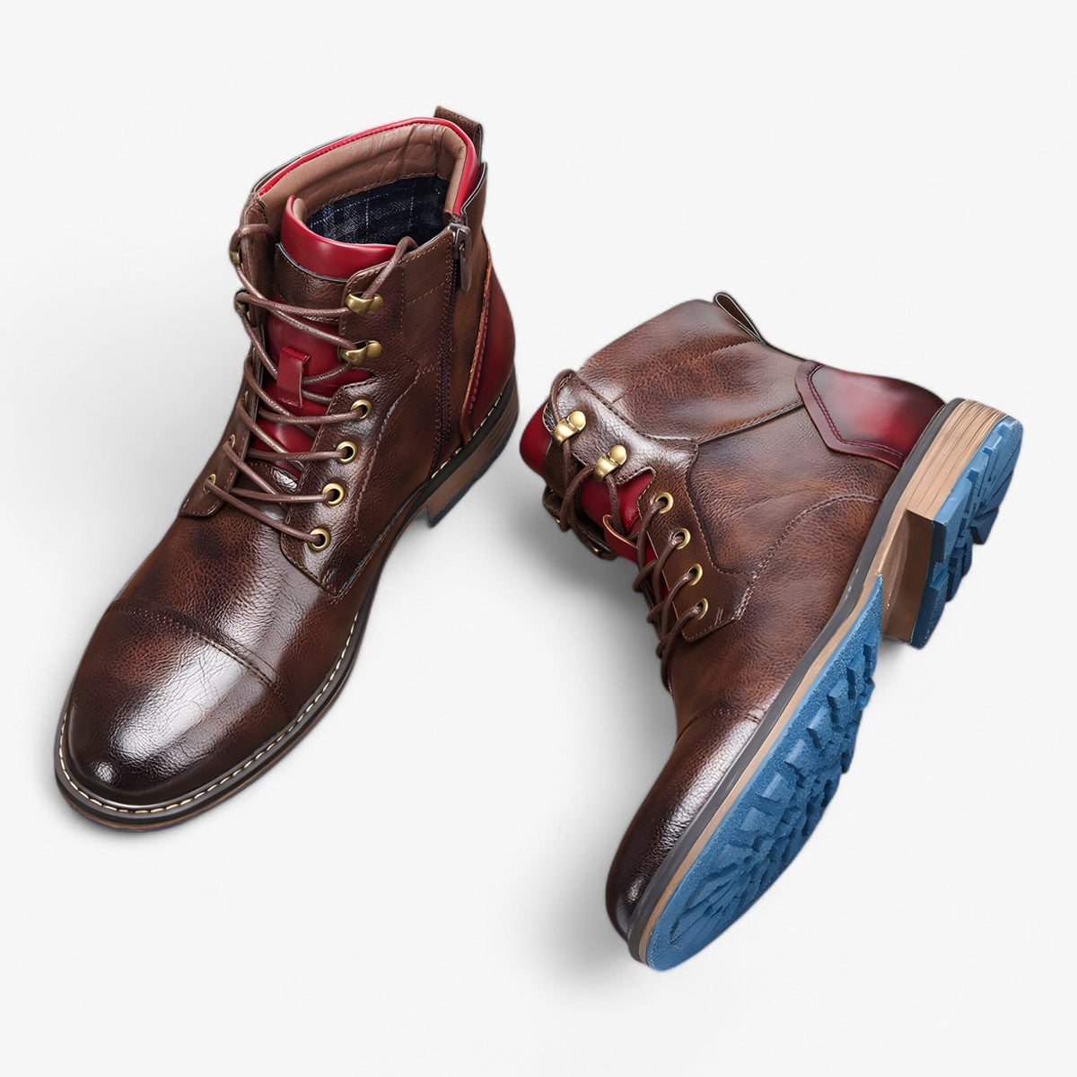 Handmade Faux Leather Oxford Boots with Padded Insole