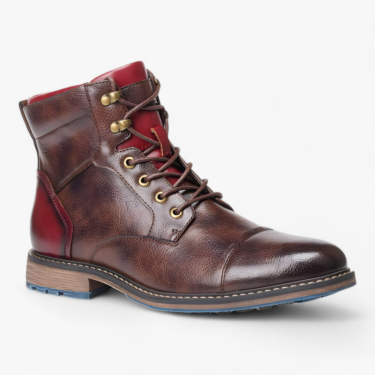 Handmade Faux Leather Oxford Boots with Padded Insole