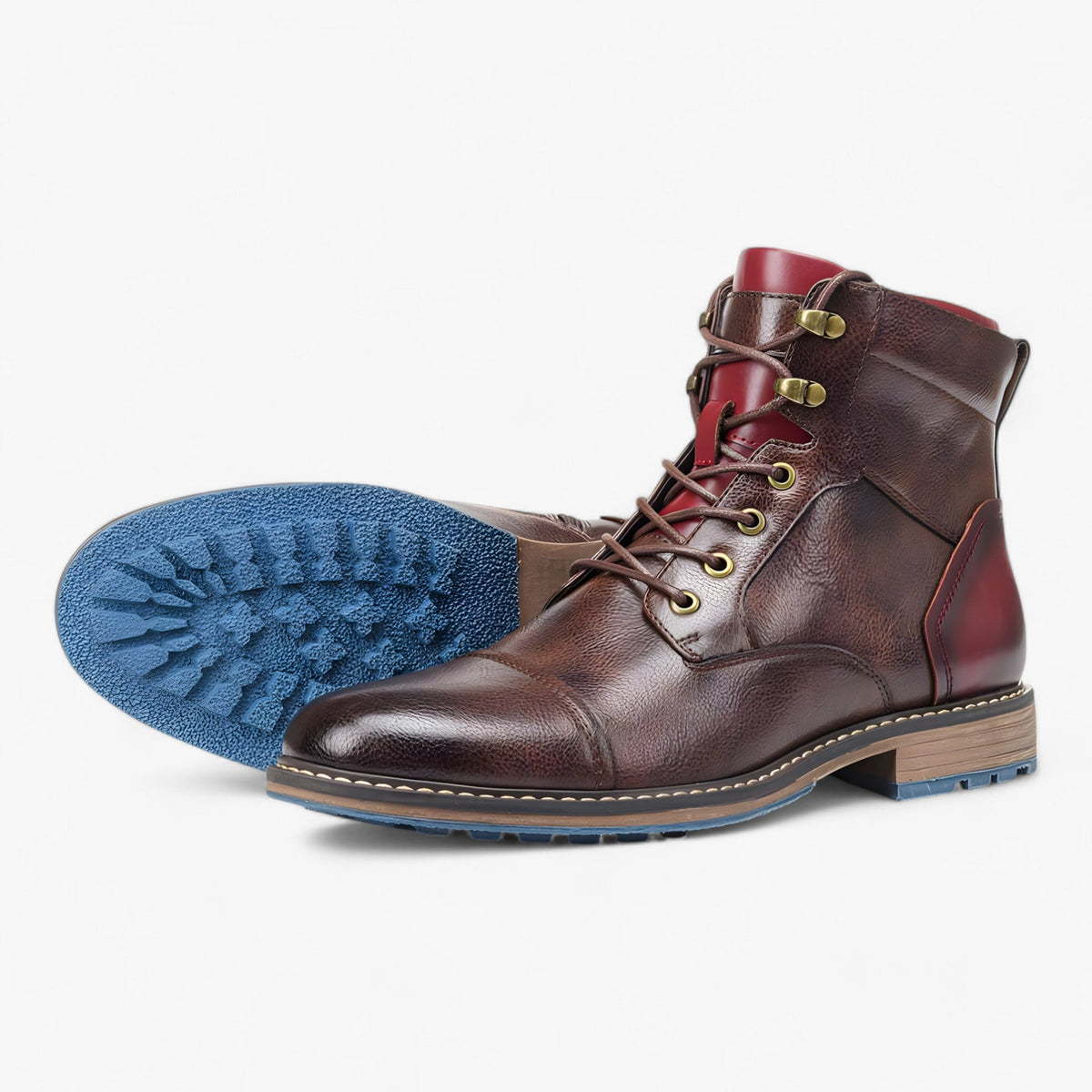 Handmade Faux Leather Oxford Boots with Padded Insole