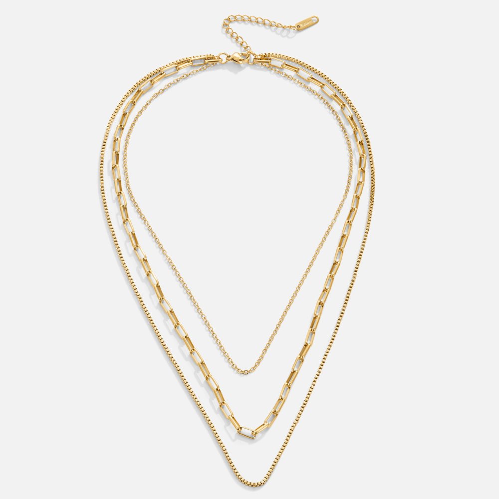 Triple-Layer Chain Necklace in Gold Colour with Layered Look