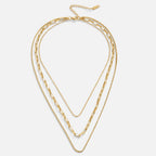 Triple-Layer Chain Necklace in Gold Colour with Layered Look