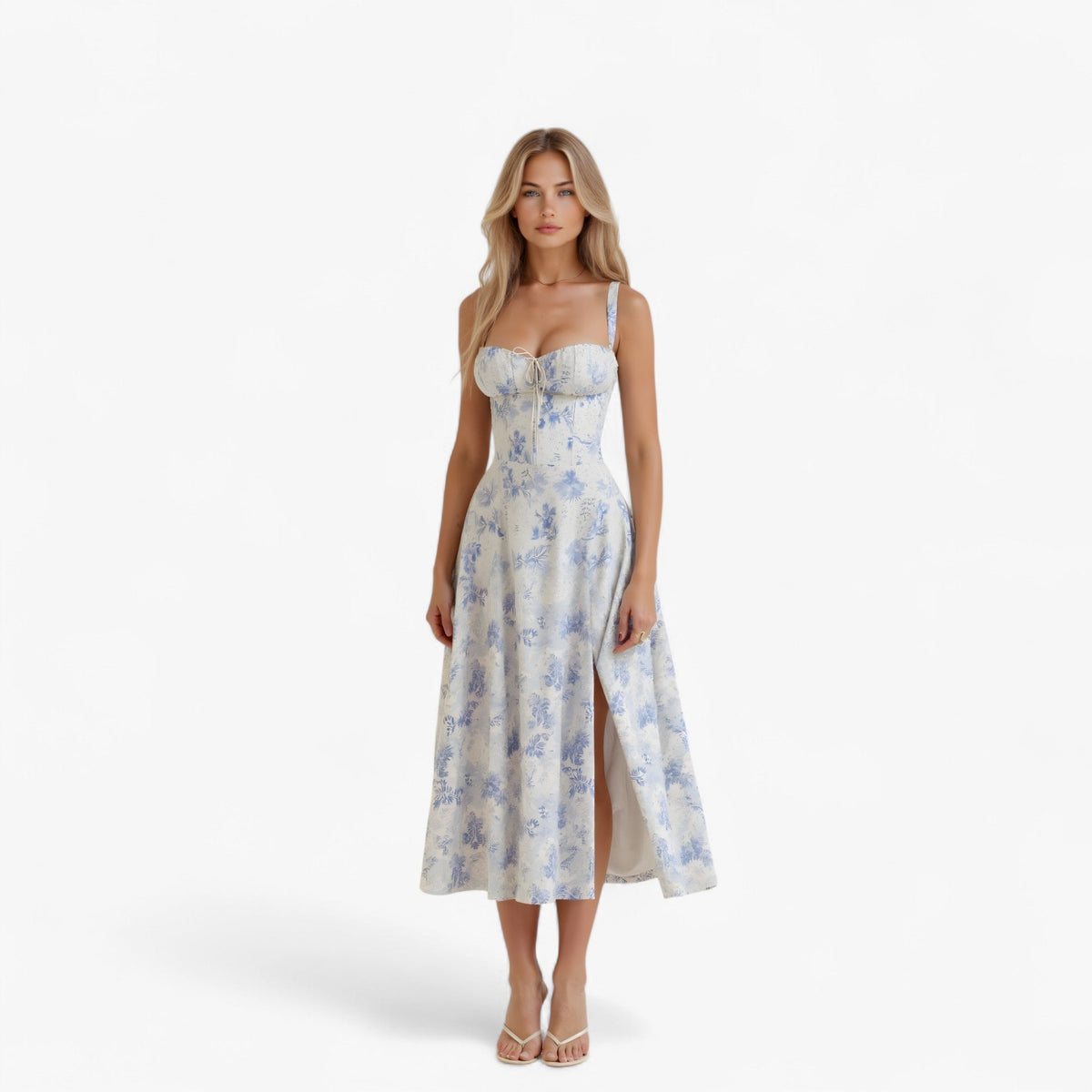High-Waisted Summer Dress with Flowing Silhouette