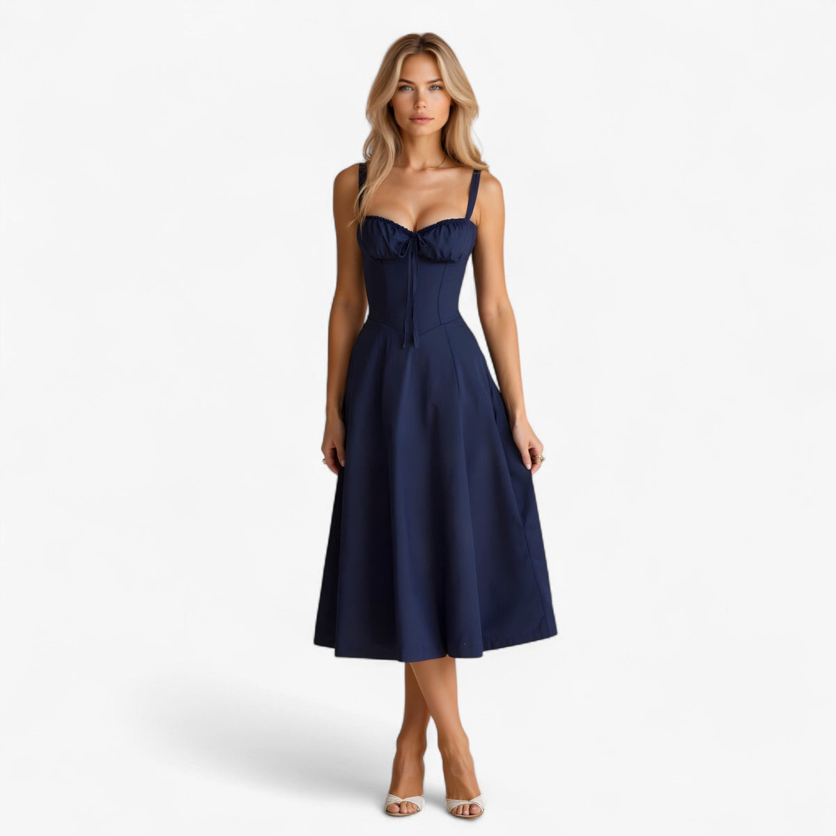 High-Waisted Summer Dress with Flowing Silhouette