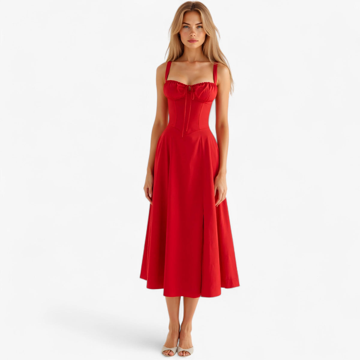 High-Waisted Summer Dress with Flowing Silhouette
