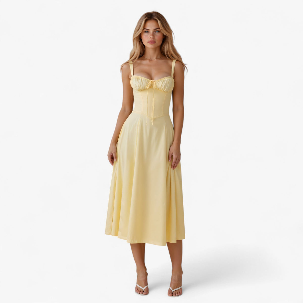 High-Waisted Summer Dress with Flowing Silhouette