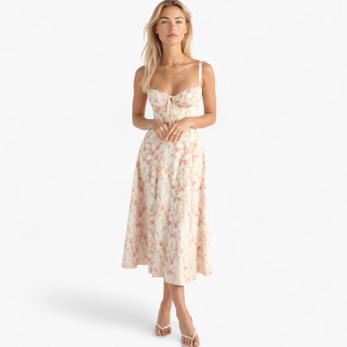 High-Waisted Summer Dress with Flowing Silhouette
