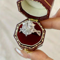 Crystal Glass Cluster Ring with Floral Setting in Gold Colour