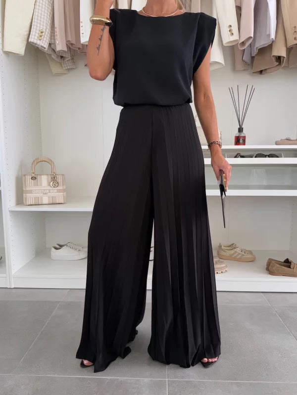 Coordinated Two Piece Set with Pleated Detail and Zip
