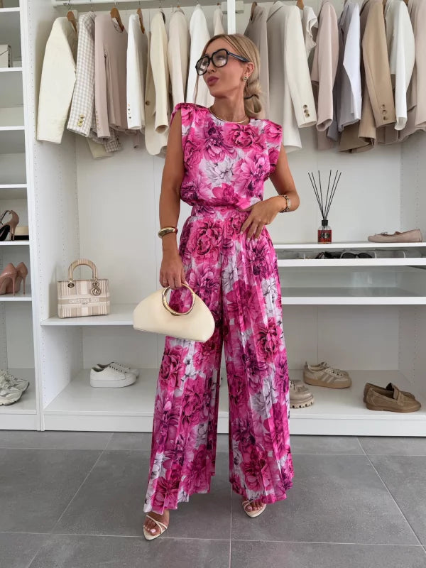 Coordinated Two Piece Set with Pleated Detail and Zip