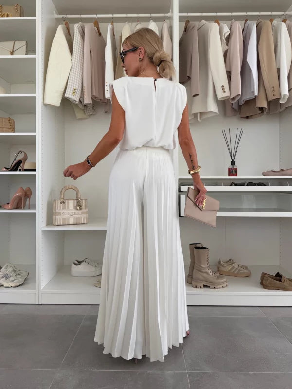 Coordinated Two Piece Set with Pleated Detail and Zip
