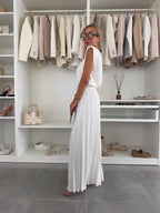 Coordinated Two Piece Set with Pleated Detail and Zip
