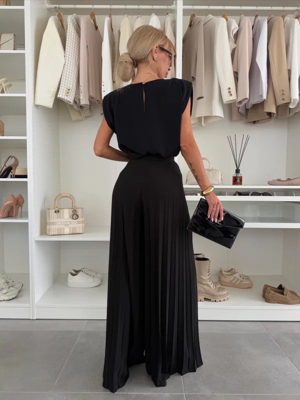 Coordinated Two Piece Set with Pleated Detail and Zip