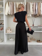 Coordinated Two Piece Set with Pleated Detail and Zip