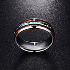 Koa Wood Ring with Inlaid Abalone Shell Detailing