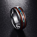 Koa Wood Ring with Inlaid Abalone Shell Detailing