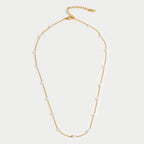Chain Necklace with Spaced Faux Pearls in Gold Colour