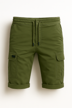Cotton-Blend Cargo Bermuda Shorts with Drawstring Waist