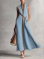 Vestido sin mangas con cuello alto y caída suelta
