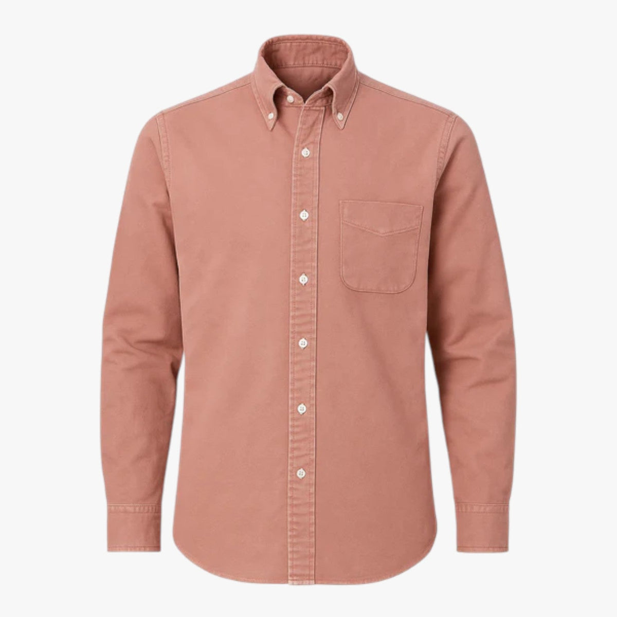 Camisa clásica de algodón de manga larga para hombre con cuello clásico
