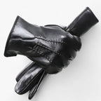 Warm-Lined Winter Gloves with Water Ripple Design