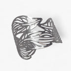 Stainless Steel Bracelet with Cut-Out Leaf Pattern
