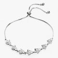 Sparkling Zirconia Flower Charm Bracelet, Adjustable Fit