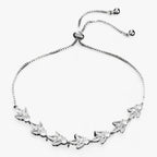 Sparkling Zirconia Flower Charm Bracelet, Adjustable Fit