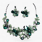 Enamel Flower Necklace and Earring Set for Bridal Occasions