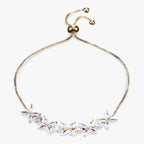 Sparkling Zirconia Flower Charm Bracelet, Adjustable Fit