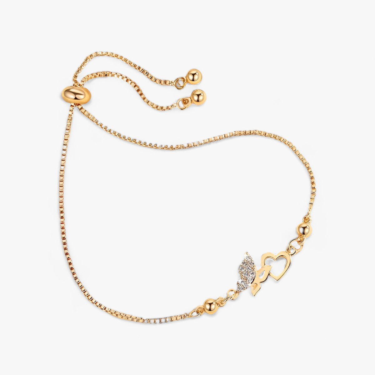 Butterfly Charm Bracelet with Adjustable Chain