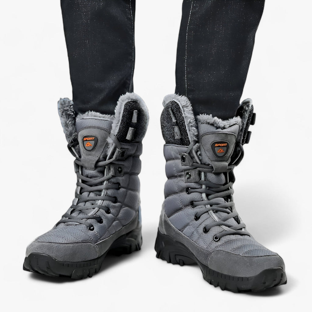 Höga snöboots i konstläder med varmt foder för herr