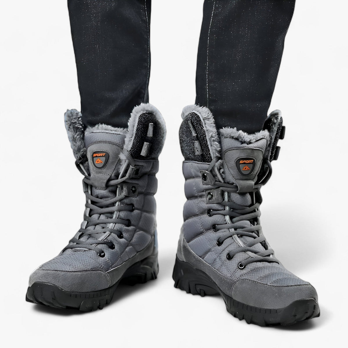 High Faux Leather Snow Boots with Warm Lining for Men