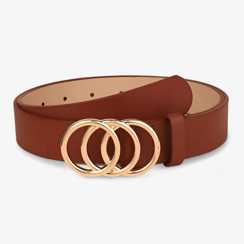 Three-Ring Alloy Buckle Belt for Any Occasion