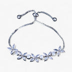 Sparkling Zirconia Flower Charm Bracelet, Adjustable Fit