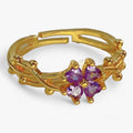 Adjustable Ring with Purple Stone Accent