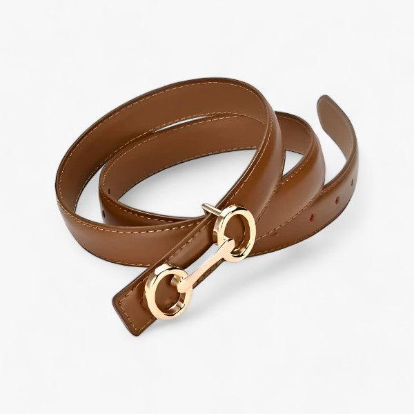 Faux leather belt with a zinc alloy buckle for women