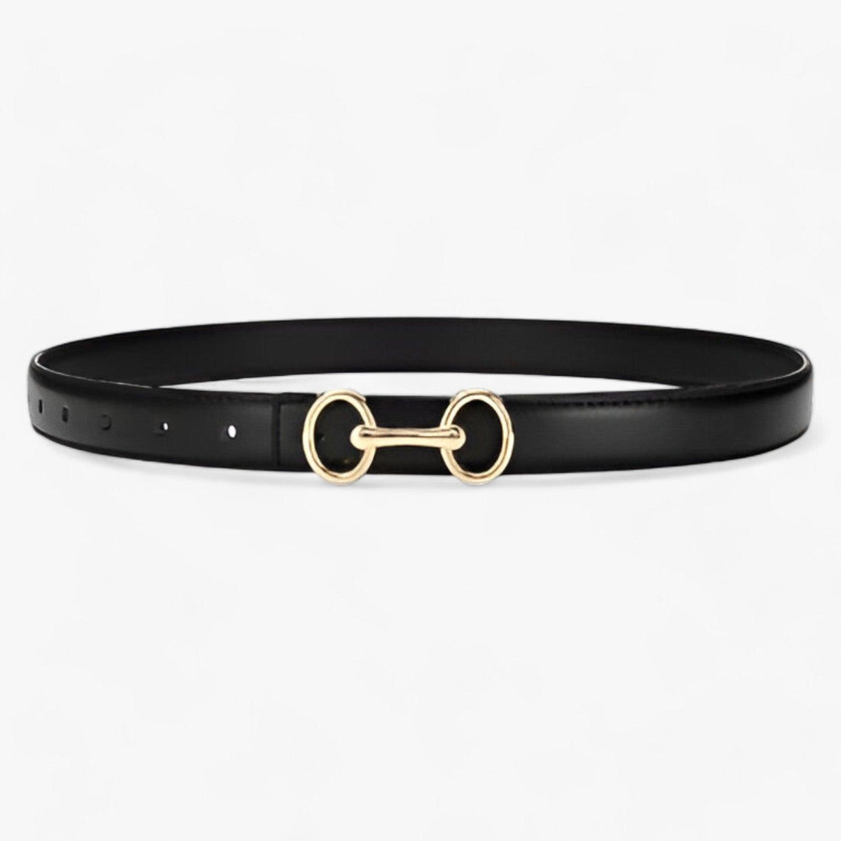 Faux leather belt with a zinc alloy buckle for women
