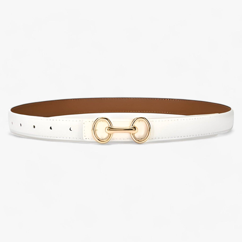 Faux leather belt with a zinc alloy buckle for women