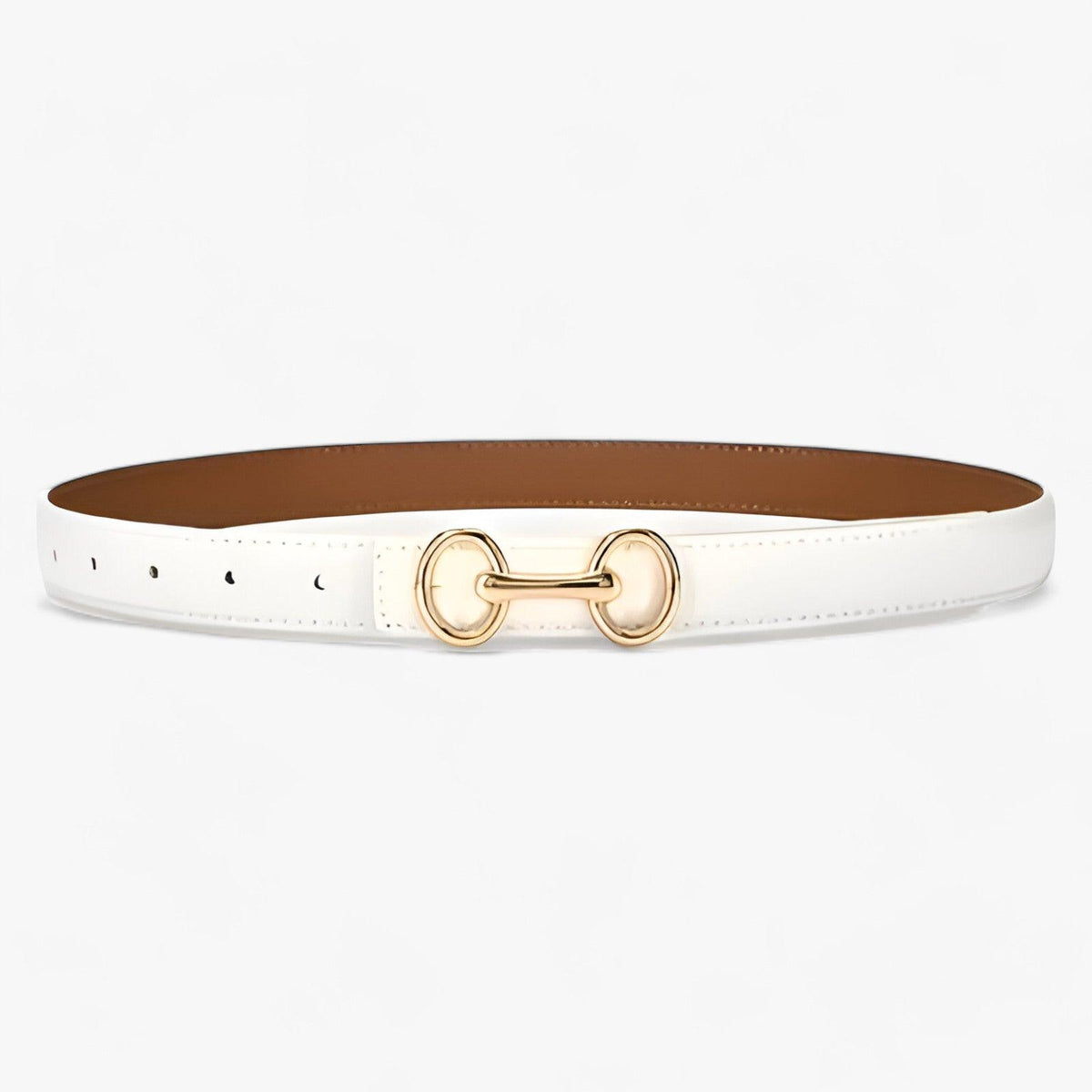 Faux leather belt with a zinc alloy buckle for women