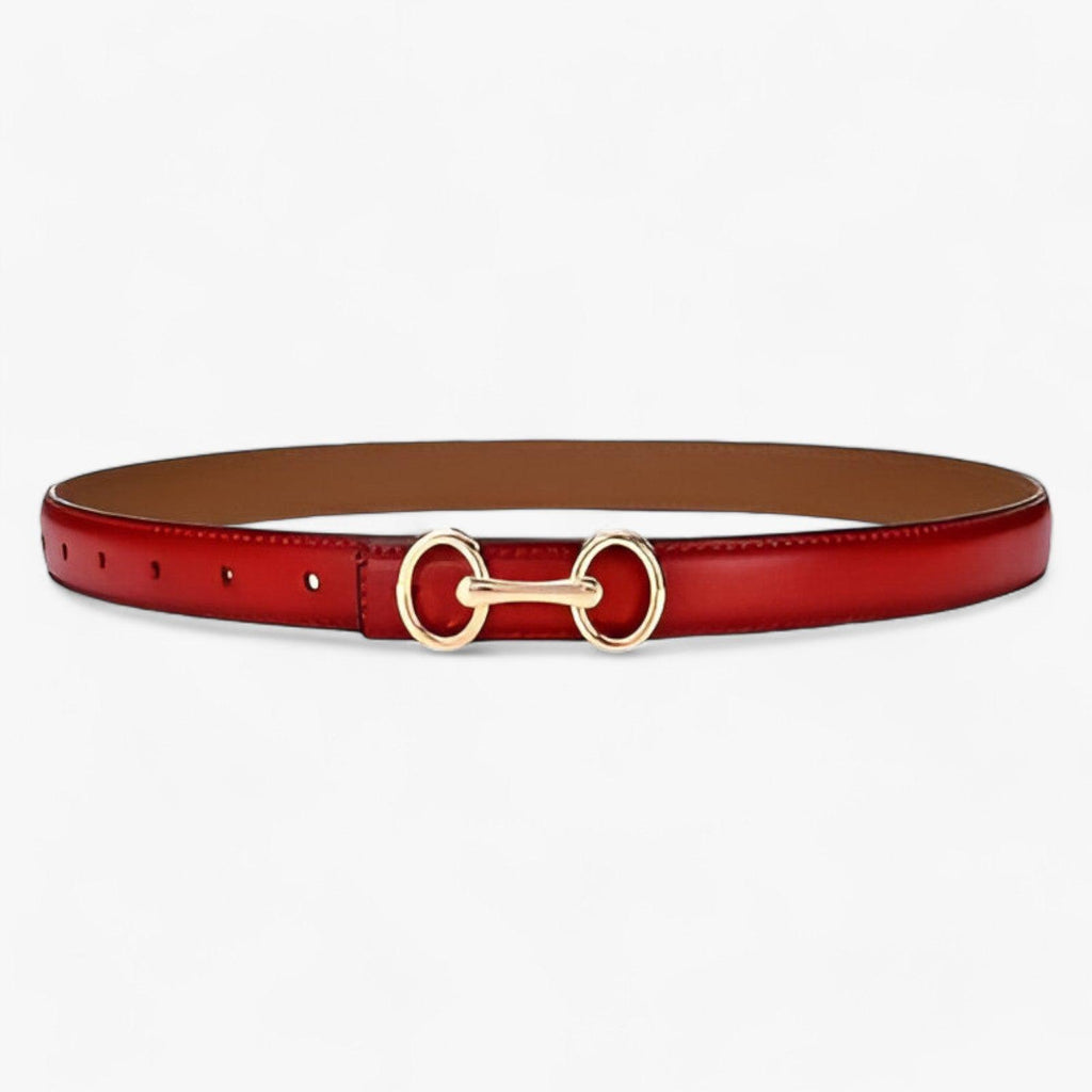 Faux leather belt with a zinc alloy buckle for women